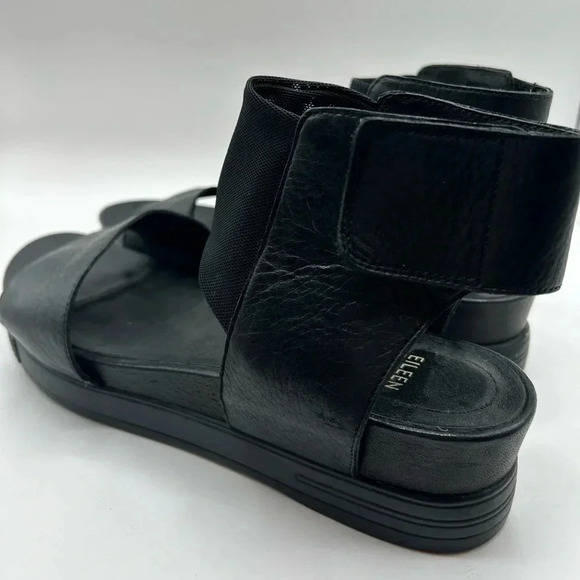 Eileen Fisher ✨ Spree Sport Platform Black Leather Ankle Strap Sandals ✨ Size 9 - Picture 6 of 9